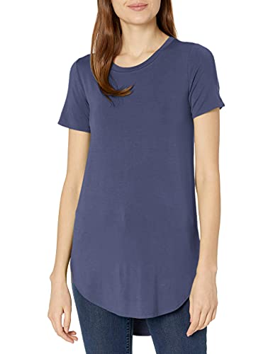 Photo 1 of Daily Ritual Women's Jersey Standard-Fit Short-Sleeve Open Crewneck Tunic, Medium Blue, X-Large
