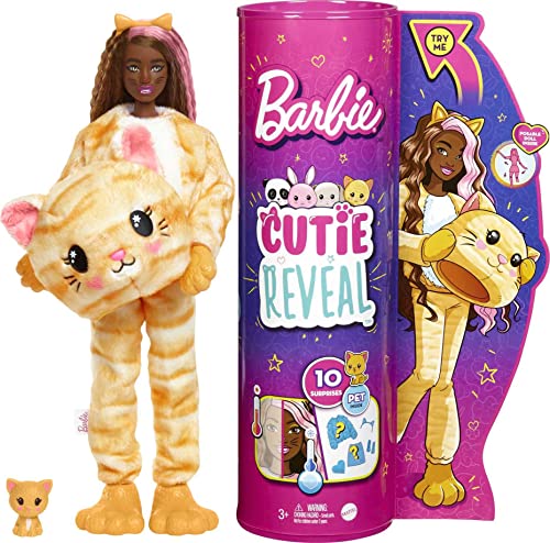 Photo 1 of Barbie Cutie Reveal Doll with Kitty Plush Costume 
