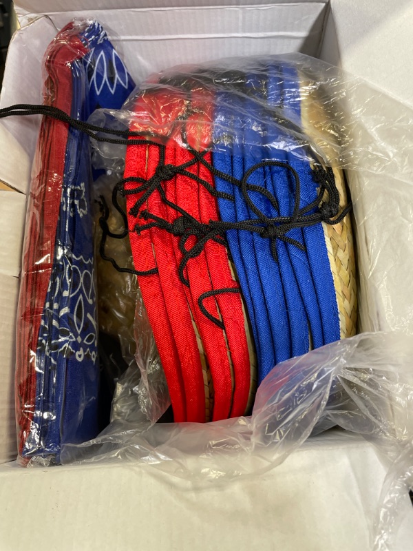 Photo 2 of JOYIN Toy Pack of Childs Straw Cowboy Hats with Cowboy Bandannas (6 Red & 6 Blue) Christmas Party Favors