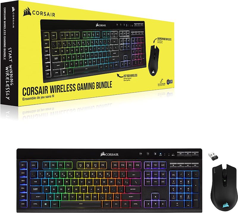 Photo 1 of CORSAIR Wireless Gaming Bundle - K57 RGB Wireless Gaming Keyboard & MM300 - Anti-Fray Cloth Gaming Mouse Pad - High-Performance Mouse Pad Optimized for Gaming Sensors