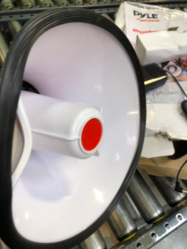 Photo 3 of Pyle Megaphone Speaker PA Bullhorn - Built-in Siren Rechargeable Battery, Auxiliary Jack 40Watts & 1000 Yard Range - Record Function Ideal for Cheerleading Fans, Coaches or for Safety Drills - PMP48IR