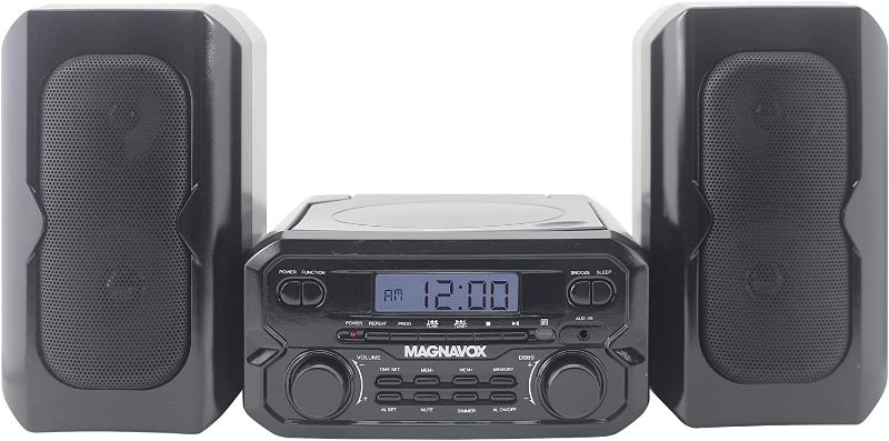 Photo 1 of Magnavox MM435M-BK 3-Piece Compact CD Shelf System with Digital FM Stereo Radio, Bluetooth Wireless Technology, and Remote Control in Black | LCD Display | AUX Port Compatible | 2022 Version |
