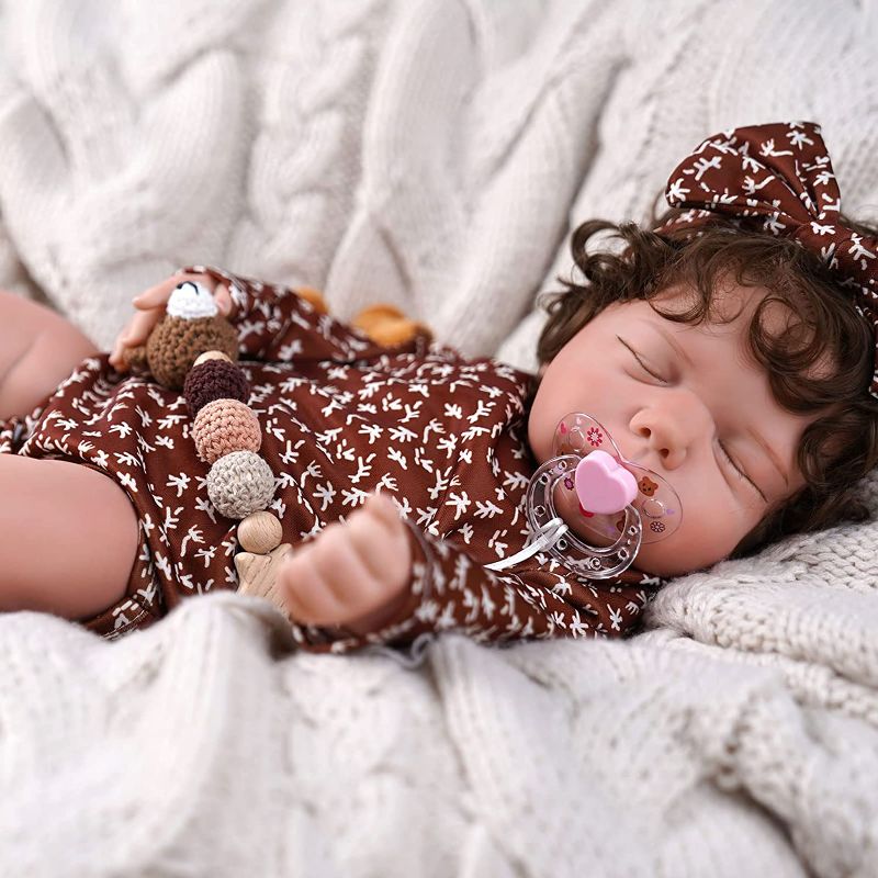 Photo 1 of JIZHI Lifelike Reborn Baby Dolls - 18-inch Soft Body Realistic-Newborn Baby Dolls Sleeping Reborn Baby Girls with Bow Headband Handmade Real Life Baby Dolls with Clothes Gifts Box for Kids Age 3 +1
