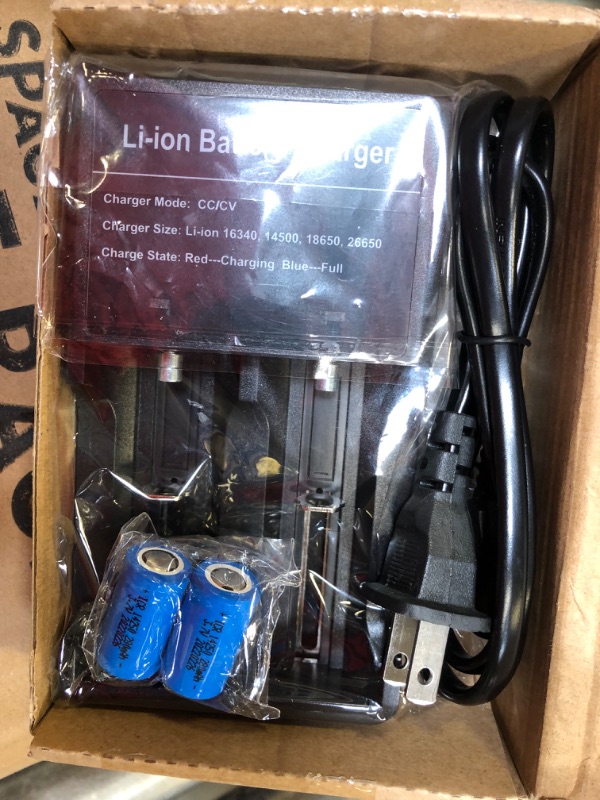 Photo 1 of 2X 14250 LS14250 1/2 AA Battery+Charger K120 Universal Dual Rechargeable 3.7V Li-ion for LED Flashlight Torch Headlamp top Flat
