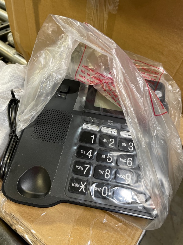 Photo 2 of AT&T CD4930 Corded Phone, Black & TRIMLINE 210 Corded Home Phone, No AC Power Required, Improved Easy-Wall-Mount, Lighted Big Button Keypad, 13 SpeedDial Keys, Last Number Redial, Beige Black Phone + Corded Home Phone