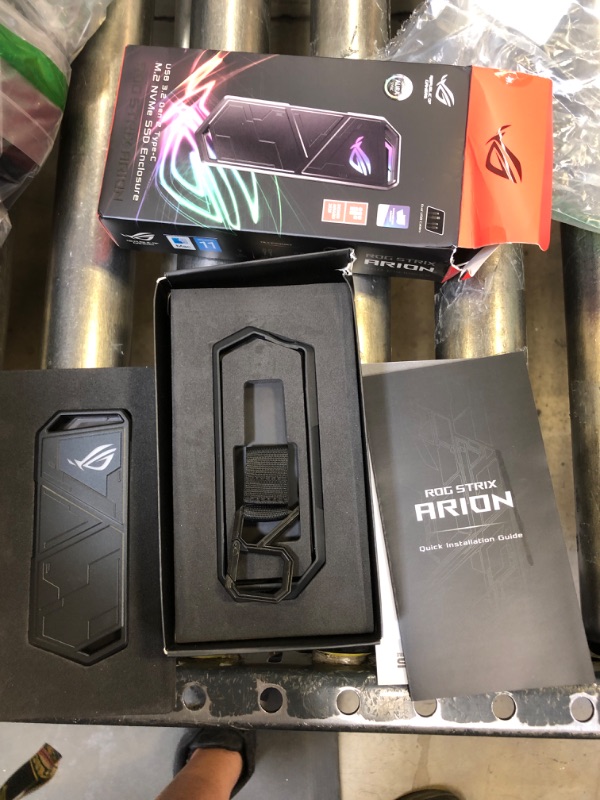 Photo 2 of ASUS ROG STRIX Arion Aluminum Alloy M.2 NVMe SSD External Portable Enclosure Case Adapter, USB 3.2 Gen 2 Type-C (10 Gbps), USB-C to C and USB-C to A Cables, Fits PCIe 2280/2260/2242/2230 M Key/B+M Key
