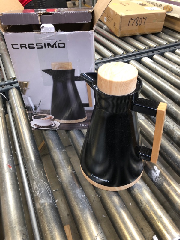 Photo 2 of 34 Oz Thermal Coffee Carafe - Insulated Vacuum Flask with Glass Wall / Thermos with Beech Wooden Accents - Coffee Carafes For Keeping Hot Coffee & Tea For 12 Hours - Cresimo Coffee Dispenser
NEW - OPEN BOX