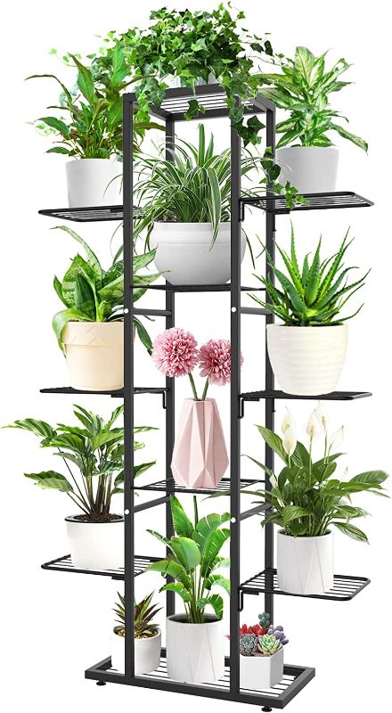 Photo 1 of 10 Tier 12 Potted Metal Plant Stand shelf for Indoor and Outdoor Plants, LASZOLA Plant Shelves Multiple Flower Pots Holders Indoor Plant Stands Rack Display for Patio Garden Corner Balcony (10 Tier Irregular Black)
