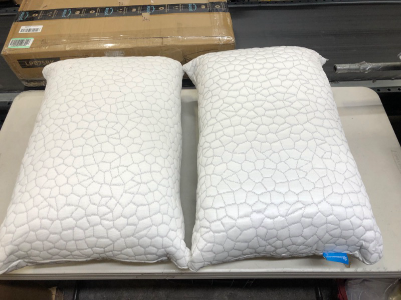 Photo 2 of Cooling Bed Pillows for Sleeping 2 Pack Shredded Memory Foam Pillows Queen Size Set of 2 - Gel Pillow Firm yet Support Adjustable Bamboo Pillows for Side Stomach&Back Sleepers Washable Removable Cover
