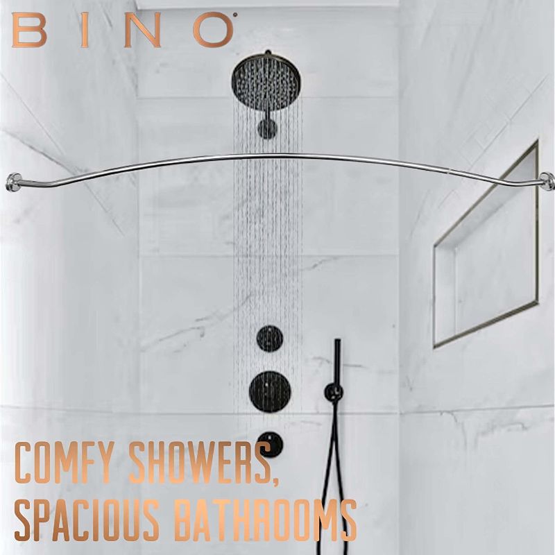 Photo 2 of BINO Expandable Curved Shower Curtain Rod | Polished Chrome 48" to 72" Extendable Shower Rod | Adjustable Shower Curtain Rod with Screw-Mounted Hardware | Easy Install, Rust-Resistant Curtain Rods
++MISSING ONE END PIECE++ 
