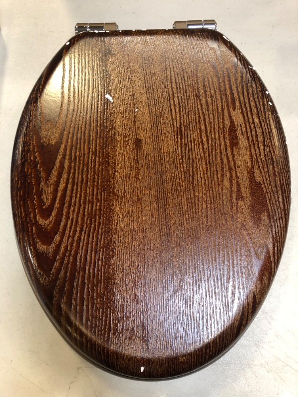 Photo 2 of Angel Shield Elongated Wood Toilet Seat with Quiet Close,Easy Clean,Quick-Release Hinges(Elongated,Dark Walnut)
