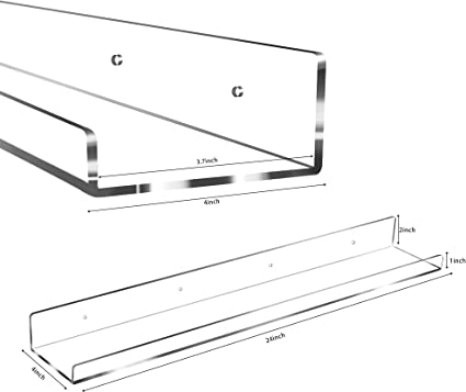 Photo 1 of 4 PACK 24 INCH CLEAR FLOATING SHELVES