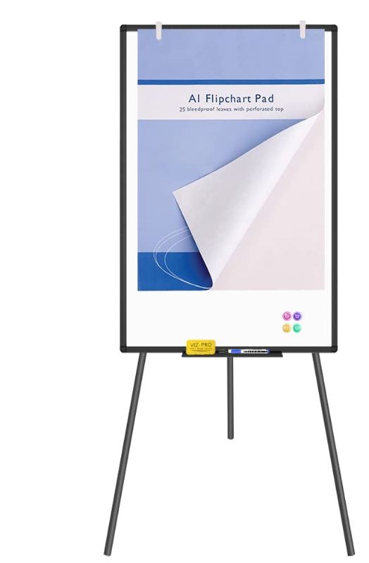 Photo 1 of VIZ-PRO Magnetic Whiteboard Easel/Portable Dry Erase Board Black, 36 x 24 Inches