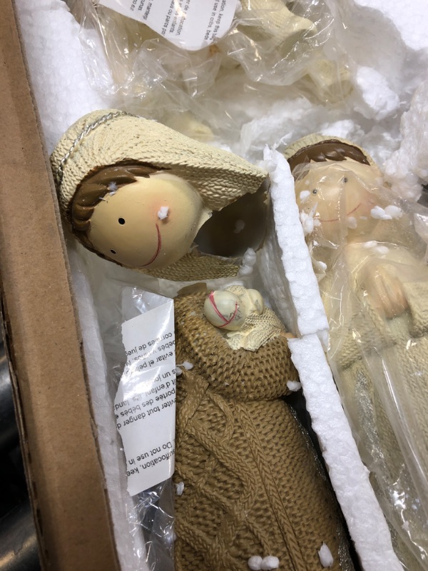 Photo 3 of 11-piece Faux Knit Style Holy Family Christmas Nativity Manger Set, 8.5 Inches---------one doll is broken due to transit 