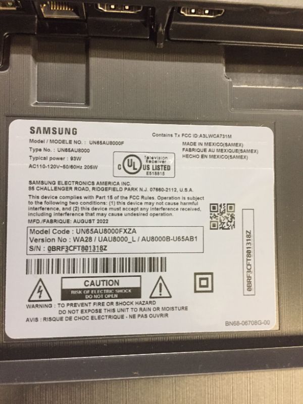 Photo 5 of SAMSUNG 65-Inch Class Crystal 4K UHD AU8000 Series HDR, 3 HDMI Ports, Motion Xcelerator, Tap View, PC on TV, Q Symphony, Smart TV with Alexa Built-In (UN65AU8000FXZA, 2021 Model) 65-Inch TV Only **MINOR DAMAGE TO DISPLAY, ONLY A FEW PIXELS WIDE** 