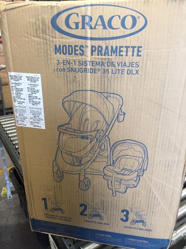 Photo 5 of Graco Modes Pramette Travel System, Includes Baby Stroller with True Pram Mode, Reversible Seat, One Hand Fold, Extra Storage, Child Tray and SnugRide 35 Infant Car Seat, Ellington Pramette Ellington