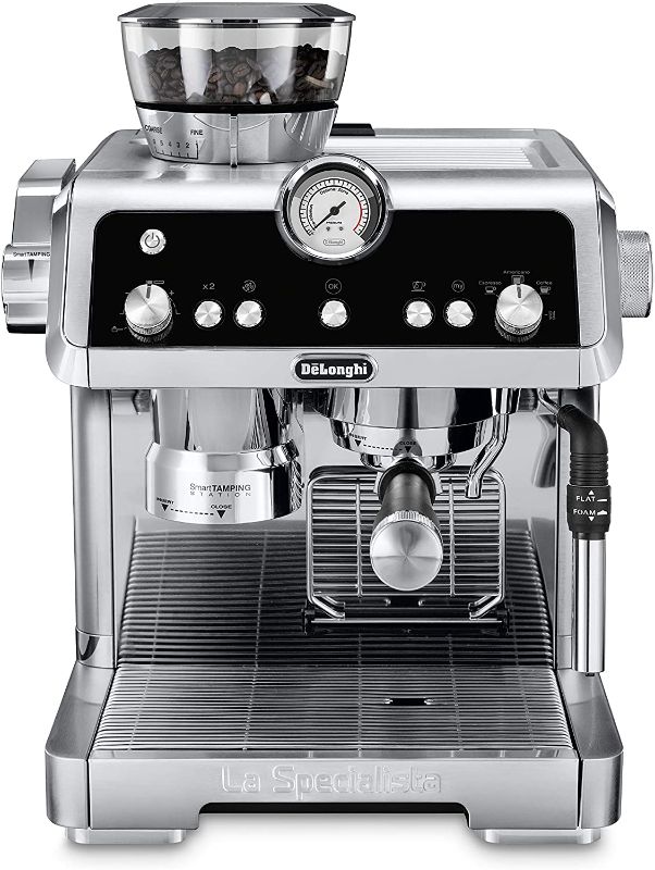 Photo 1 of **FOR PARTS ONLY, NONFUNCTIONAL** De'Longhi La Specialista Espresso Machine with Sensor Grinder, Dual Heating System, Advanced Latte System & Hot Water Spout for Americano Coffee or Tea, Stainless Steel, EC9335M -- Frother doesn’t work properly

