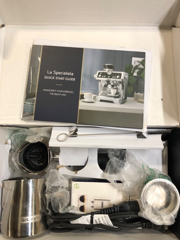 Photo 3 of **FOR PARTS ONLY, NONFUNCTIONAL** De'Longhi La Specialista Espresso Machine with Sensor Grinder, Dual Heating System, Advanced Latte System & Hot Water Spout for Americano Coffee or Tea, Stainless Steel, EC9335M -- Frother doesn’t work properly

