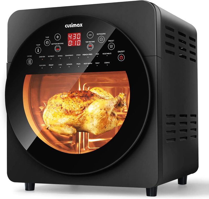 Photo 1 of CUSIMAX Air Fryer Toaster Oven, 15.5 Quart Air Fryer Combo, 16-in-1 Air Fryer Toaster Oven, Large Convection Roaster with Rotisserie & Dehydrator, Rich Accessories, Digital Controls
