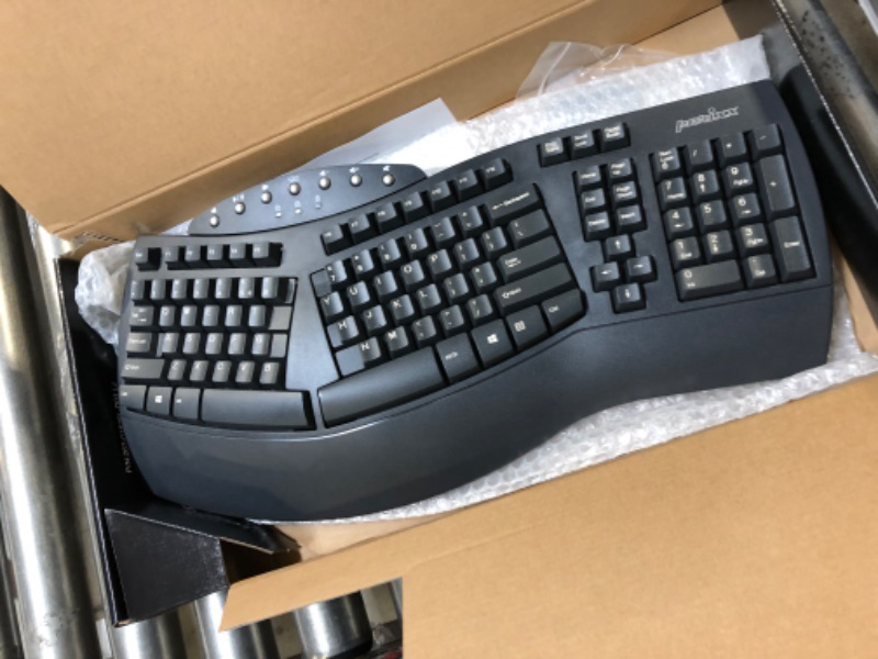 Photo 2 of Perixx Periboard-612 Wireless Ergonomic Split Keyboard with Dual Mode 2.4G and Bluetooth Feature, Compatible with Windows 10 and Mac OS X System, Black, US English Layout, (11354) Wireless Black Keyboard--------Lightly Used