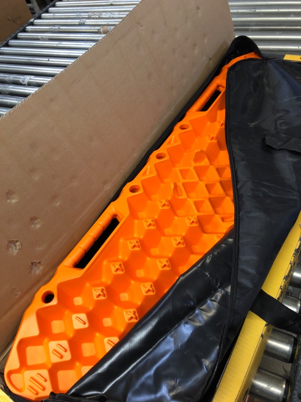 Photo 2 of BUNKER INDUST Off-Road Traction Boards with Jack Base, 1 Pair Recovery Tracks Mat for 4X4 Jeep Truck Tire Traction-Sand,Mud, Snow Ladder Ramps (Orange)--------Like new 