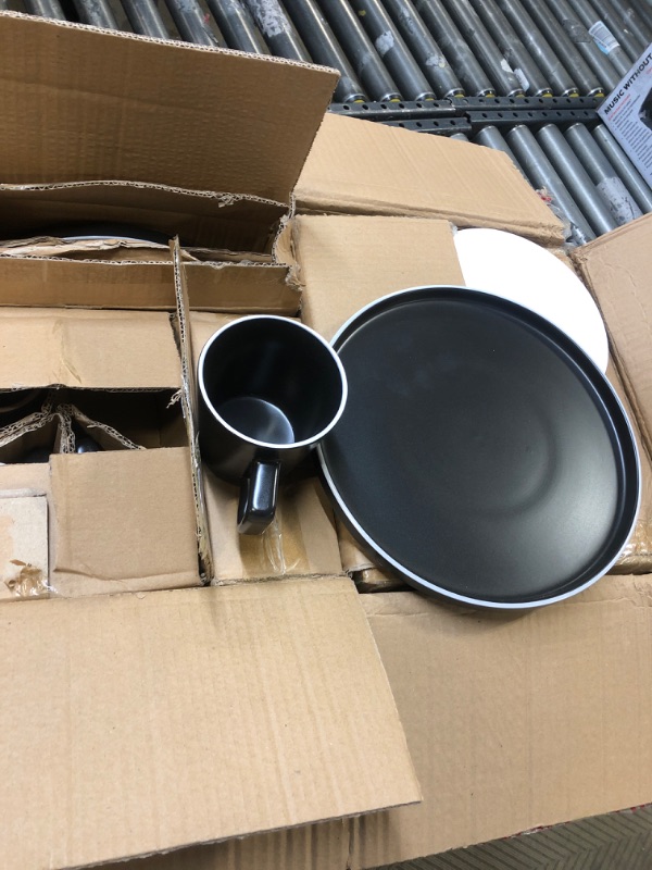 Photo 2 of Allison 32-Piece Round Black Stoneware Dinnerware (Service Set for 8)