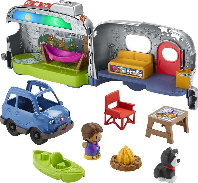 Photo 1 of Fisher-Price Little People Light-Up Learning Camper, 2-in-1 Vehicle and Interactive playset with Lights, Music and Educational Songs for Ages 1 to 5
