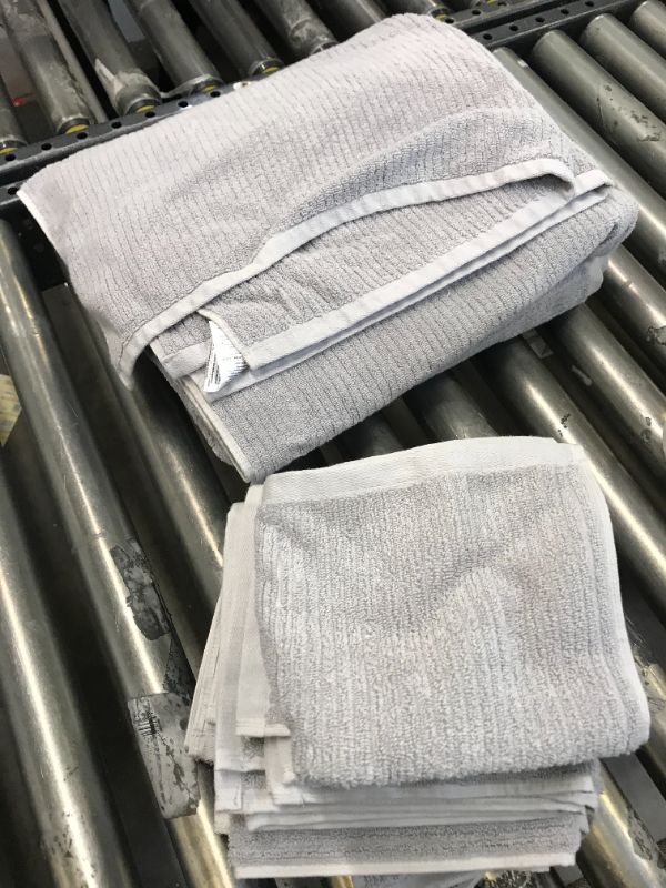 Photo 2 of Amazon Aware 100% Organic Cotton Ribbed Bath Towels - 6-Piece Set, Light Gray 6-Piece Set (2 Bath, 2 Hand, 2 Washcloth) Light Gray
