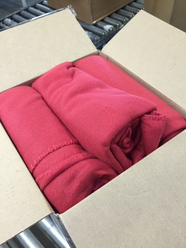 Photo 2 of 12 PCs Wholesale Soft Comfy Fleece Blankets - 60" x 50" Cozy Throw Blankets (Red)
