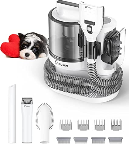 Photo 1 of Kidken Pet Grooming Kit & Vacuum Suction, Low Noise Dog Clippers with 12 Proven Grooming Tools for Brush/Deshede/Trim/Collect Pet Hair NT13