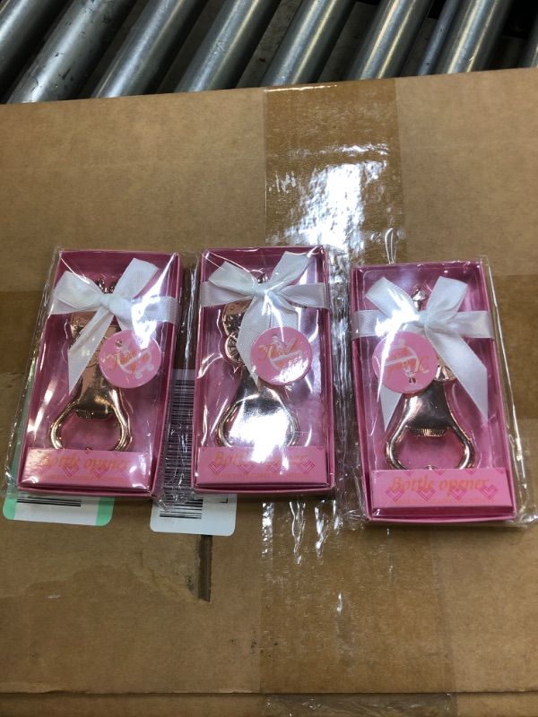 Photo 1 of Baby shower pink bottle opener set of 3 