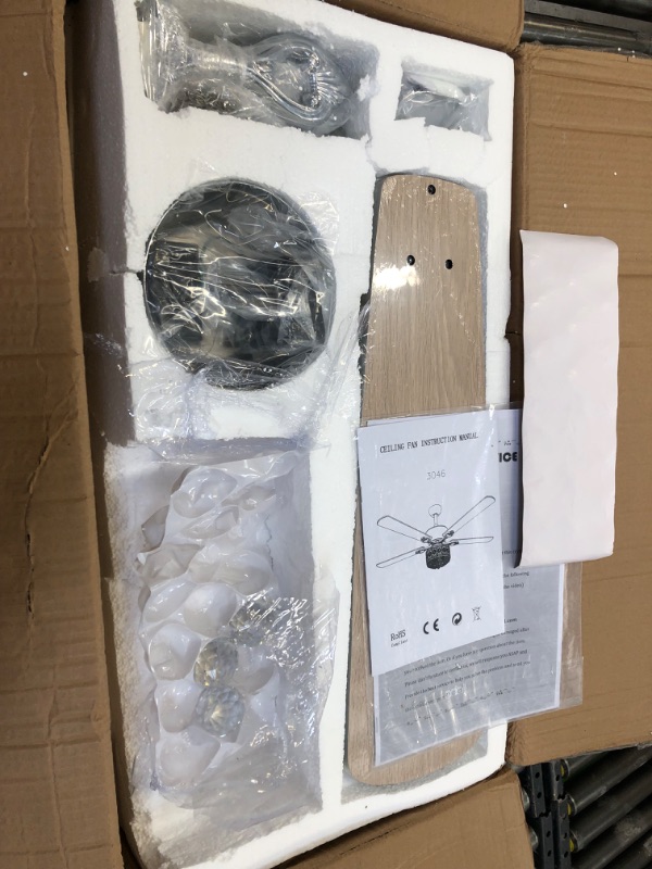 Photo 1 of Tropwellhouse 52Inch Crystal Ceiling Fan with Lights 3 Speed Remote Control Elegant Crystal 5 Wood Blades Chrome Ceiling Fan Decoration Home