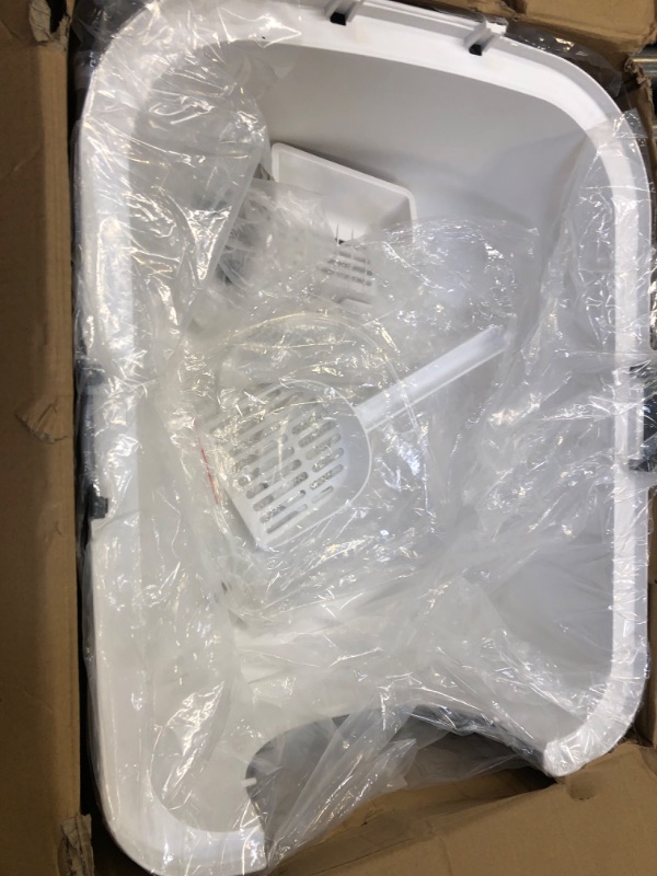 Photo 1 of Sfozstra Cat Litter Box with Pedal, Fully Enclosed Leak-Proof Urine Litter Box, High Edge and Odorless Cat Litter Box, Easy to Carry and Clean (Grey with Handle, L) gray with pedal(L)