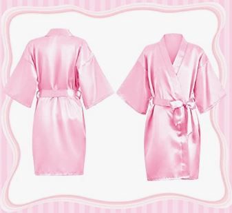 Photo 1 of 6 Pcs Size 10 Girls Short Kimono Robe Satin Silk Robe Solid Color Flower Kids Robes for Girls Robe for Wedding Bridal Party