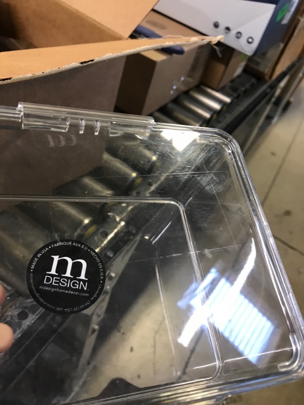 Photo 1 of mDesign Small Plastic Home Office Storage Organizer Box Containers with Hinged Lid for Desktops - Holds Pens, Pencils, Sticky Notes, Highlighters, Staples, and Supplies - 2 Pack - Clear 5.5 x 6.6 x 3.7