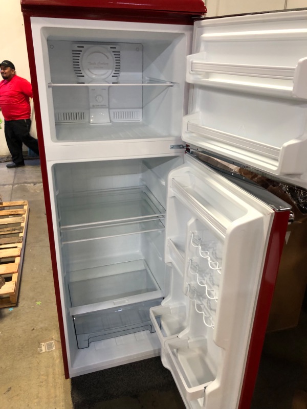 Photo 2 of 10.0 cu. ft. Retro Top Freezer Refrigerator with Dual Door True Freezer, Frost Free in Red
