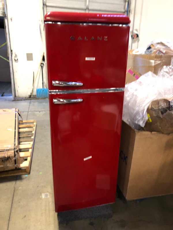 Photo 1 of 10.0 cu. ft. Retro Top Freezer Refrigerator with Dual Door True Freezer, Frost Free in Red
