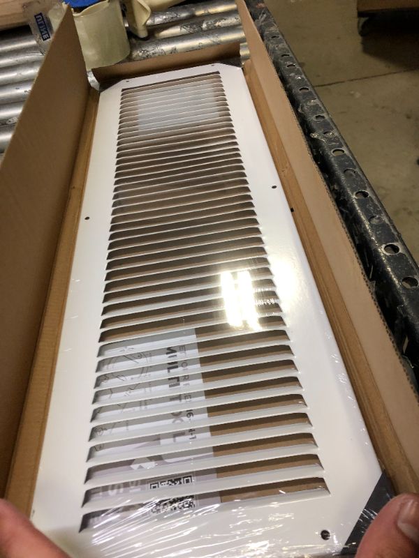 Photo 2 of 30"w X 8"h Steel Return Air Grilles - Sidewall and Ceiling - HVAC Duct Cover - White [Outer Dimensions: 31.75"w X 9.75"h] 30 X 8 White