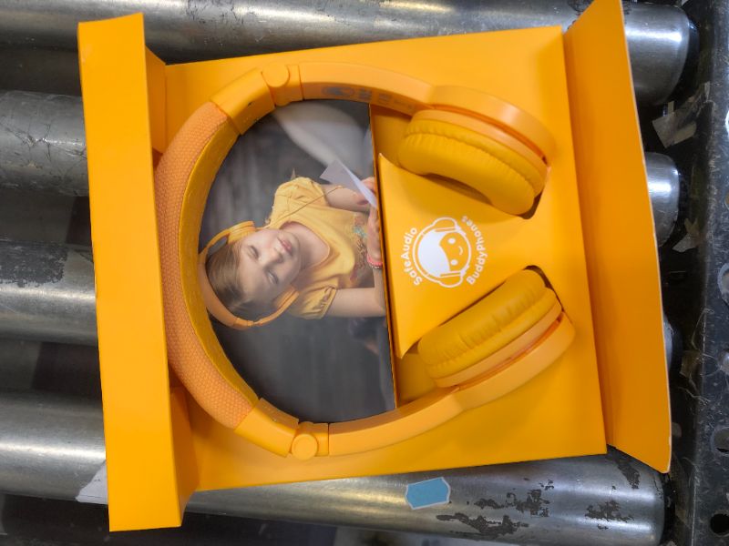 Photo 2 of ONANOFF BuddyPhones Explore+, Volume-Limiting Kids Headphones, Foldable and Durable, Built-in Audio Sharing Cable with in-Line Mic, Best for Kindle, iPad, iPhone and Android Devices, Sun Yellow Yellow Explore+ Explore+