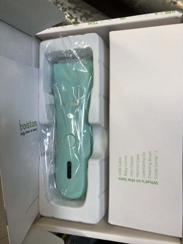 Photo 1 of Baby Hair Clippers, Quiet Hair Trimmer for Kids and Children, Waterproof Rechargeable Cordless Haircut Kit for Toddler and Boys, Green