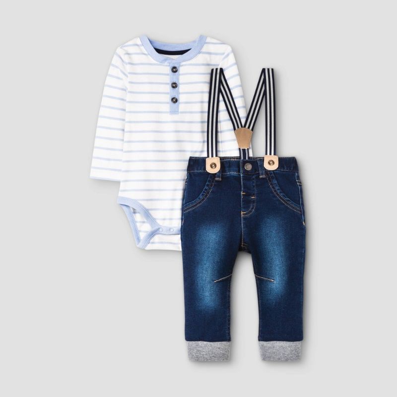 Photo 1 of Baby Boys' Henley Denim Top & Bottom Set SIZE 3-6M