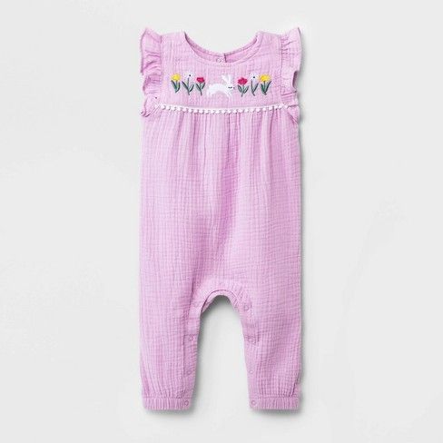 Photo 1 of Baby Girls' Bunny Embroidery Gauze Romper SIZE 18M