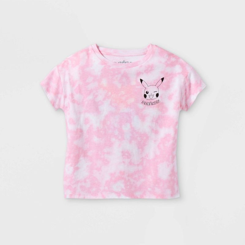 Photo 1 of Girs' Pokemon Tie-Dye Short Seeve Cropped Graphic T-Shirt - L 10/12
