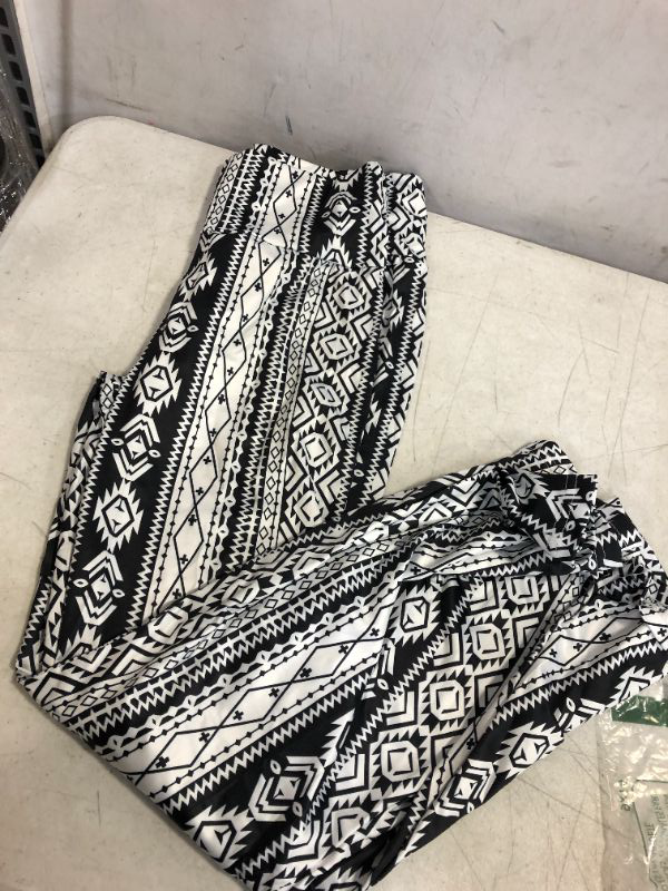 Photo 2 of Aelidiya Women's Print Stretch Bell Bottom Flare Palazzo Pants Trousers 70s High Waist Bell Bottom Yoga Pants Black White Large ONE SIZE