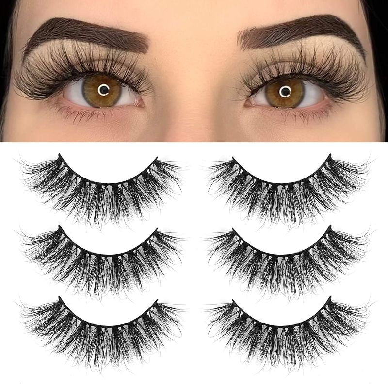 Photo 1 of BEPHOLAN 3 Pairs Mink Fur Lashes, 100% Real Siberian Mink Fur Eyelashes, Dramatic Round Look, XMZ248
