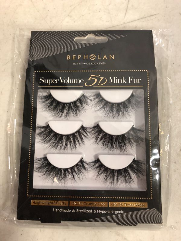 Photo 2 of BEPHOLAN 3 Pairs Mink Fur Lashes, 100% Real Siberian Mink Fur Eyelashes, Dramatic Round Look, XMZ248
