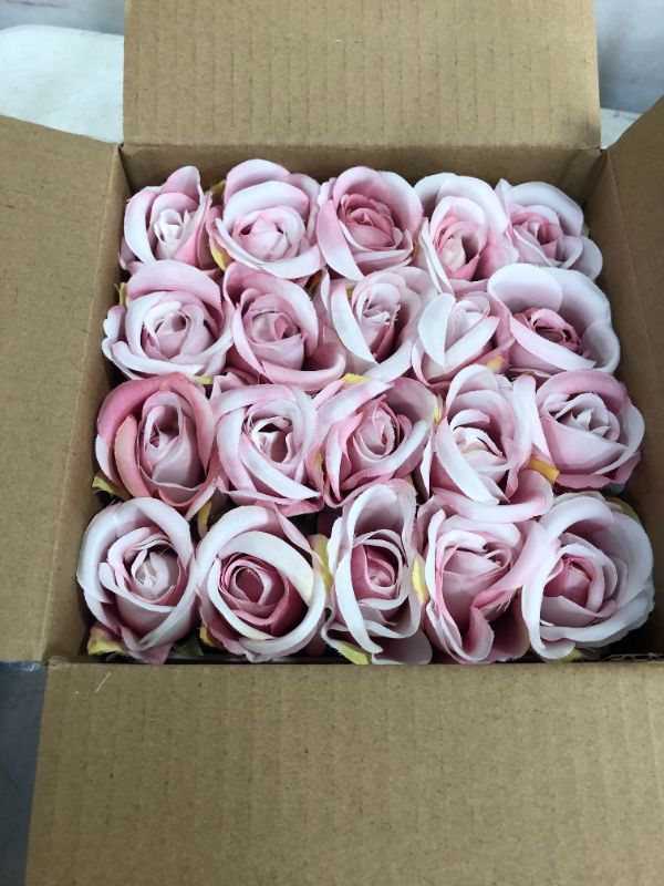 Photo 3 of YAUMEOR Fake Roses - Pink Roses Artificial Flowers - 20Pcs Silk Flowers Roses Small Arrangement Decorations for Home Desk
