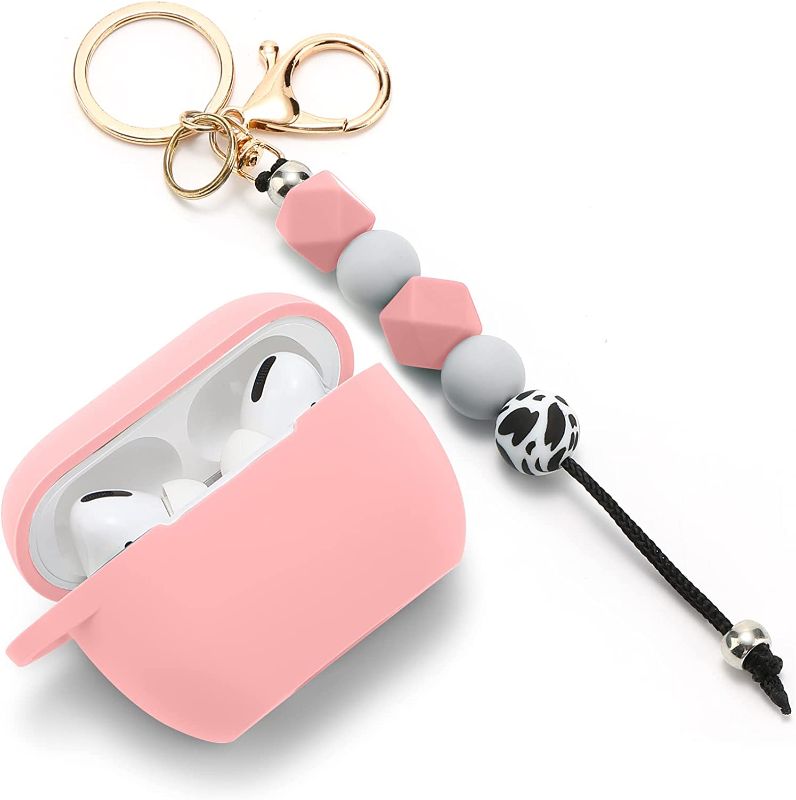Photo 1 of Youtec AirPods Pro Case,with Keychain/Bracelets Soft Shockproof Cover for Girl Women Man Compatible with AirPods Pro 2019 Charging Case(Pink)

