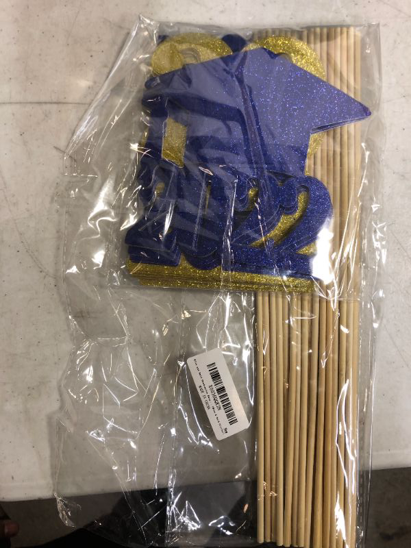 Photo 2 of 24Pcs Blue and Gold Graduation Table Centerpieces Sticks, Graduation Party Centerpieces for Tables 2022, Blue and Gold Class Of 2022 Graduation Table Centerpieces Decorations
