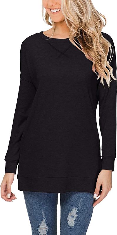 Photo 1 of HIYIYEZI Women's Fall Long Sleeve Side Split Loose Casual Pullover Tunic Top SIZE SMALL
